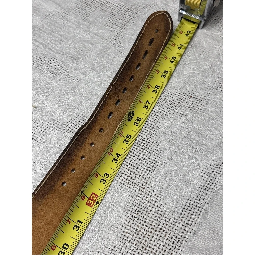 Tiger Eye Brass Tone Brown Belt  Men Ladies Leather Embossing Western Cowboy